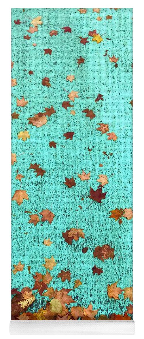 Leaves Yoga Mat featuring the photograph Leaves on Turquoise by Suzanne Lorenz
