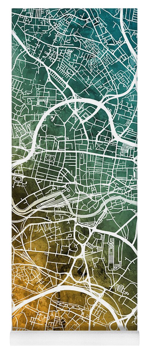 Leeds Yoga Mat featuring the digital art Leeds England Street Map #42 by Michael Tompsett