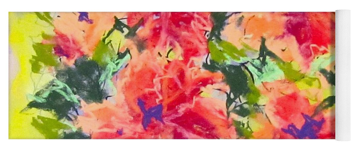 Orange Yoga Mat featuring the pastel Lefthand Abstracts Series #2 Orange Floral by Barbara O'Toole