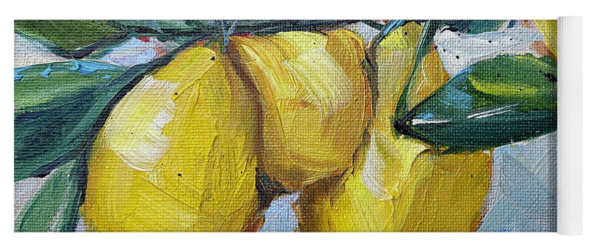 Lemon Yoga Mat featuring the painting Lemons by Roxy Rich