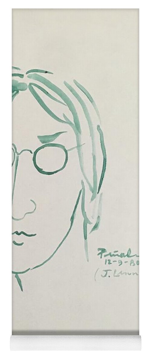 Ricardosart37 Yoga Mat featuring the painting Lennon 12-9-80 by Ricado Penalver deceased