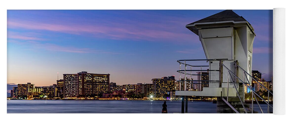 Lifeguard Tower Yoga Mat featuring the photograph Lifeguard Tower at Dusk by Kelley King