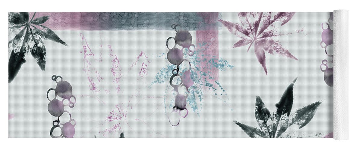 Watercolor Yoga Mat featuring the digital art Light Watercolor and EcoPrint Maple Leaves by Sand And Chi