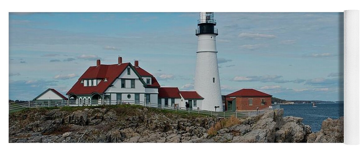 Maine Yoga Mat featuring the photograph Lighthouse by Dmdcreative Photography