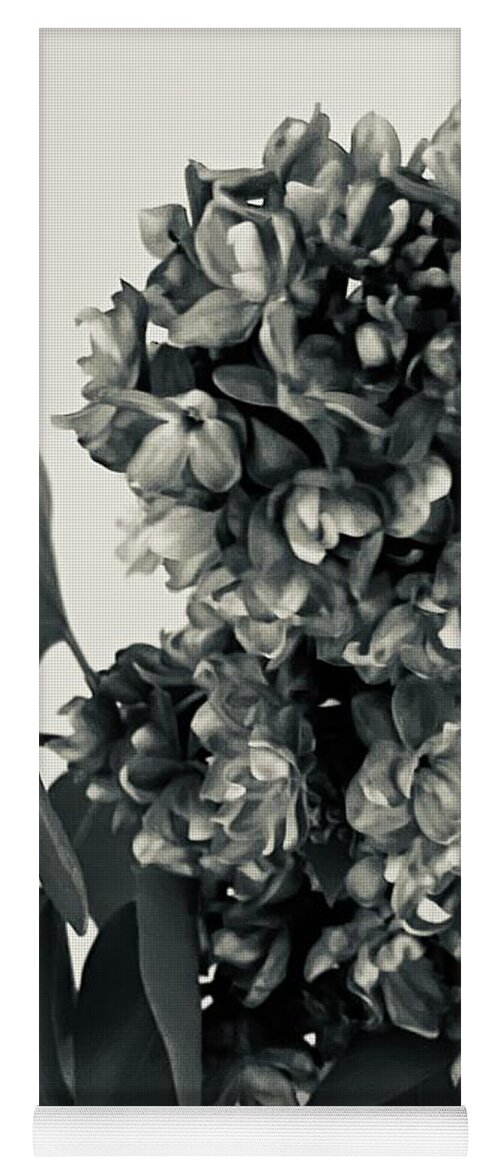 Photography Yoga Mat featuring the painting Lilac Bloom Black and White by Lisa White