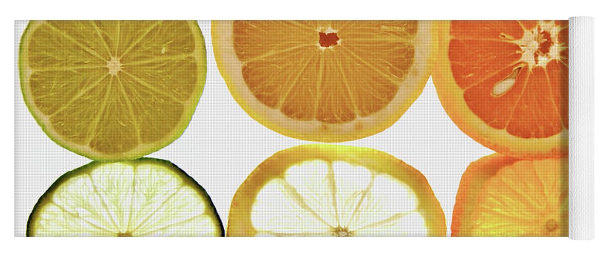 Food Yoga Mat featuring the photograph Limes Lemons Oranges by Stephen Melia