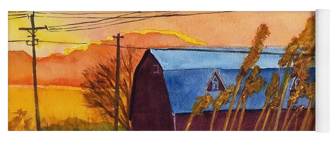 Barns Yoga Mat featuring the painting Linden by Ann Frederick