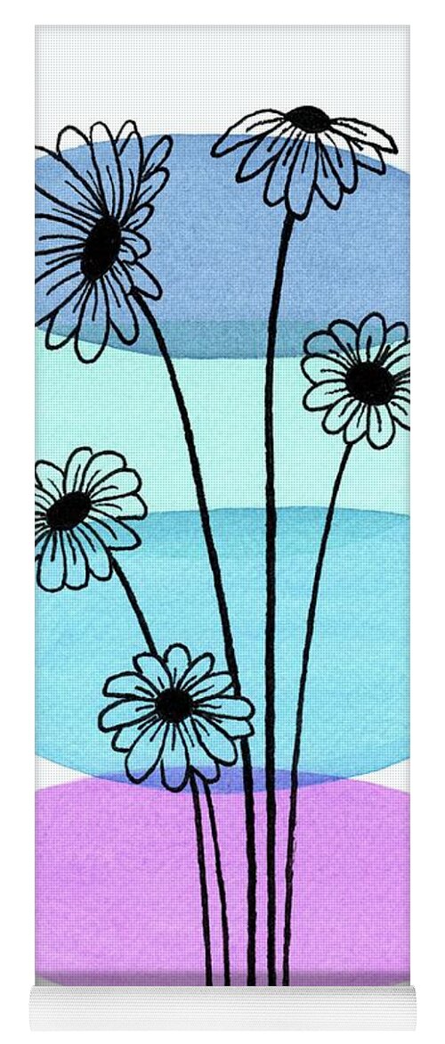 Mid Century Daisies Yoga Mat featuring the painting Line Drawing Botanical 5 by Donna Mibus