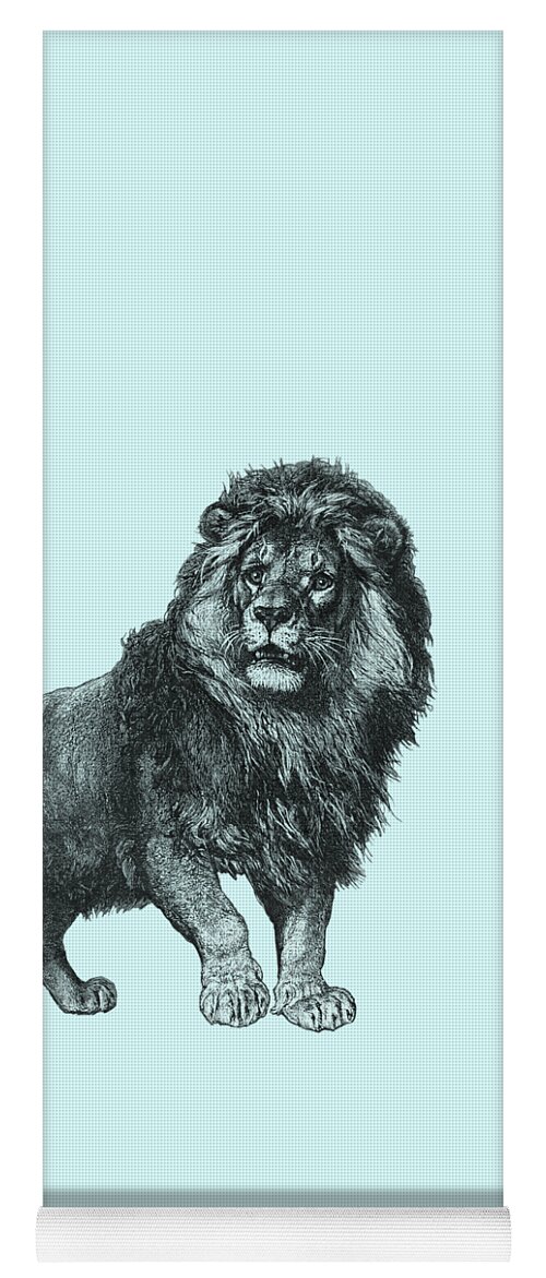Lion Yoga Mat featuring the digital art Lion in Black and White by Madame Memento