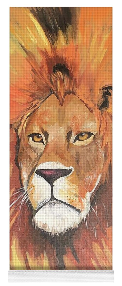  Yoga Mat featuring the painting Lion by Jam Art