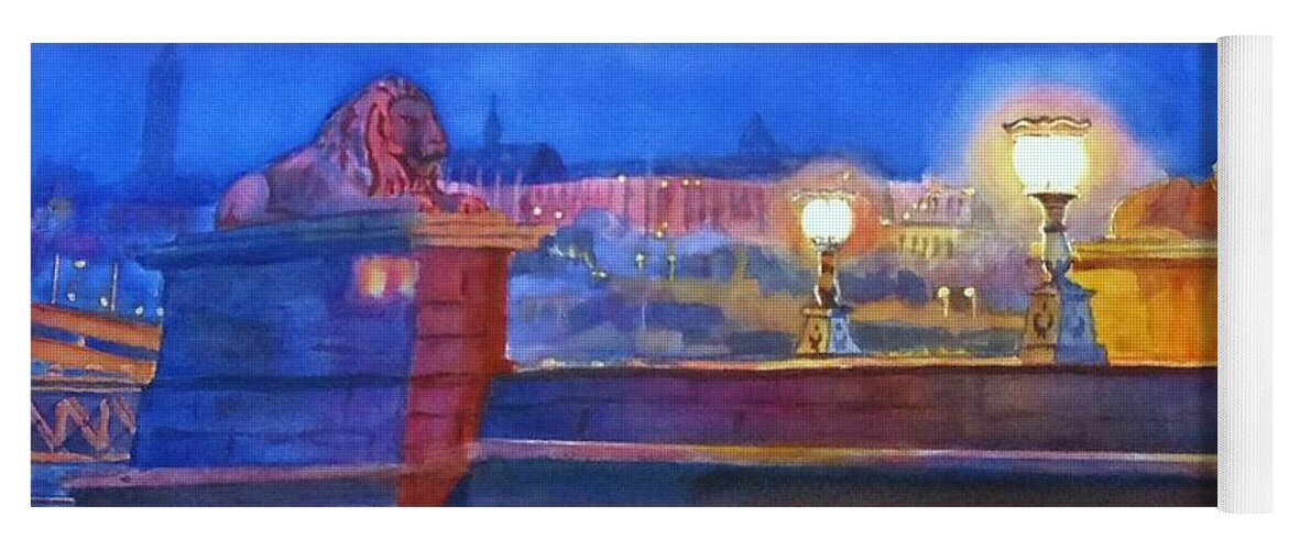 Bridge Yoga Mat featuring the painting Lions Gate Budapest after Jackson by Petra Burgmann