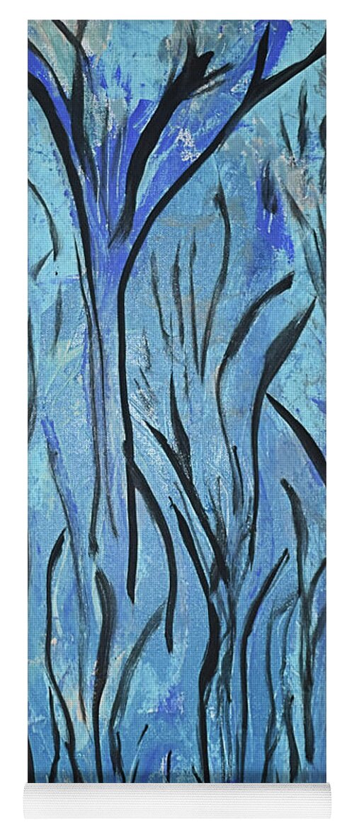 Blue Yoga Mat featuring the painting Listen Up by Pam Roth O'Mara