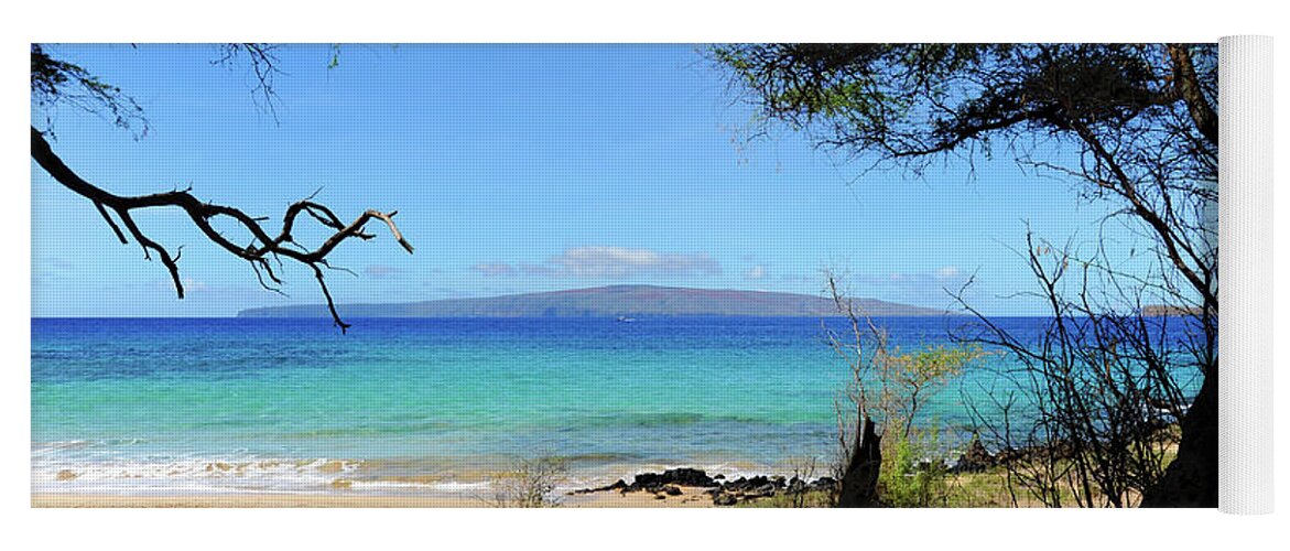 Hawaiian Yoga Mat featuring the photograph Little Beach on Maui looking over at the island of Lanai.	 by Gunther Allen