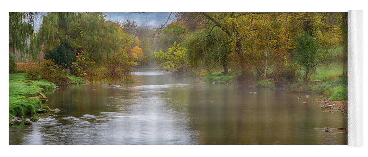 Lehigh Yoga Mat featuring the photograph Little Lehigh Creek Looking West in October by Jason Fink