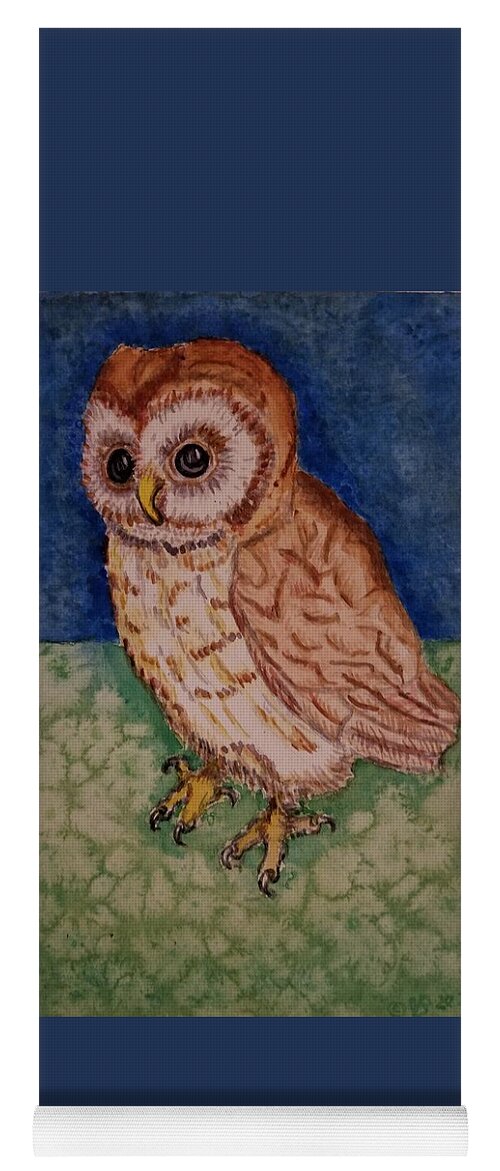 Animal Yoga Mat featuring the painting Little Owl after A. Durer by Vera Smith