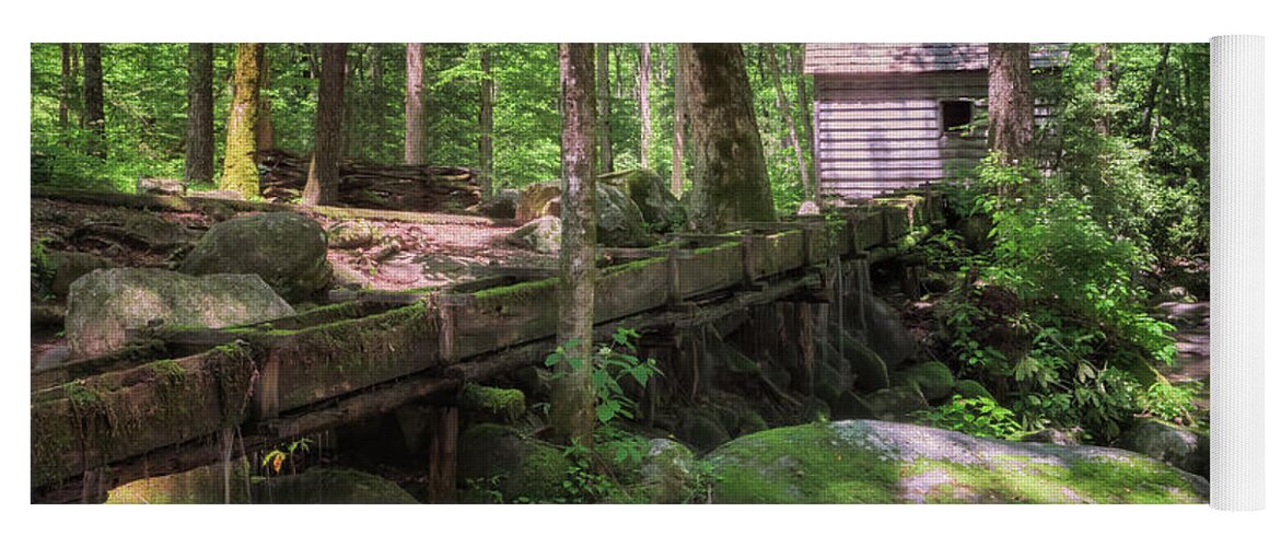 Reagan’s Tub Mill Yoga Mat featuring the photograph Little Tub Mill on Roaring Fork - Smoky Mountains by Susan Rissi Tregoning