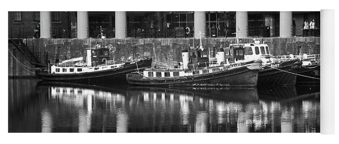 Liverpool Yoga Mat featuring the photograph LIVERPOOL. Albert Dock Moored Boats B. by Lachlan Main