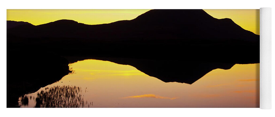 Silhouette Yoga Mat featuring the photograph Lochan an Ais sunset, Sutherland, Scotland by Neale And Judith Clark