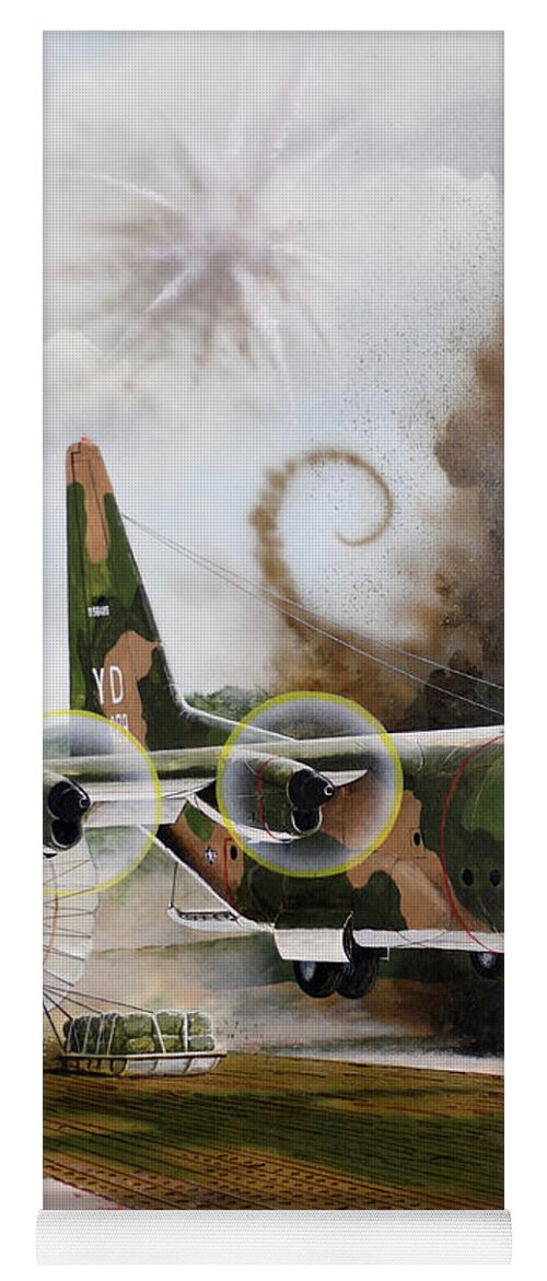 Aviation Yoga Mat featuring the painting Lockheed C-130A Hercules by Steve Ferguson