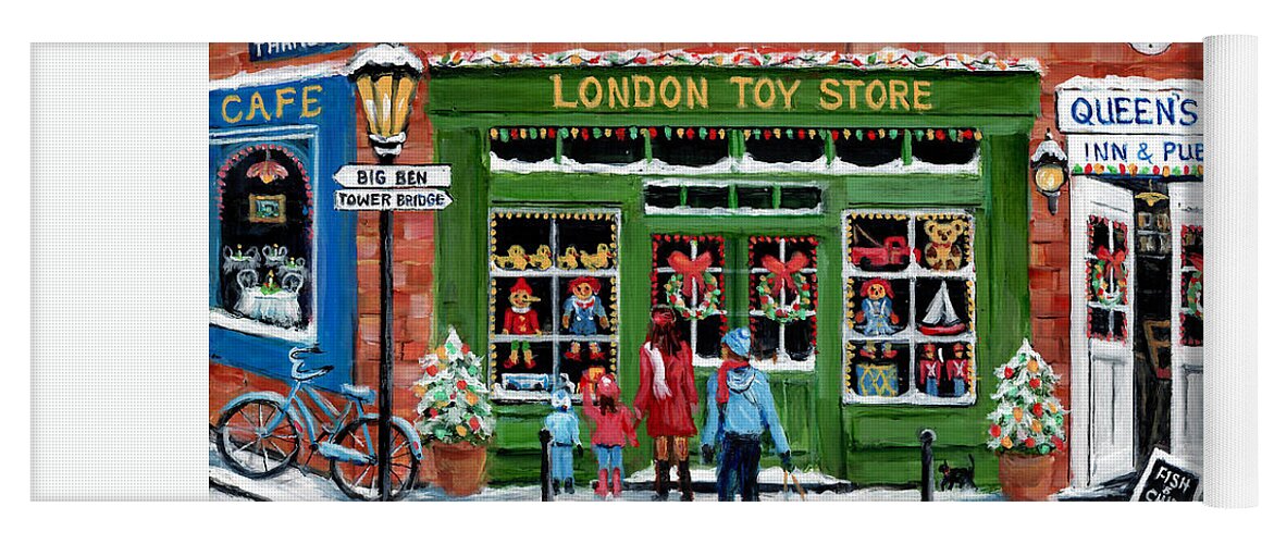 Toy Store Yoga Mat featuring the painting London Toy Store by Marilyn Dunlap
