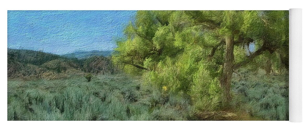 Lone Tree Yoga Mat featuring the digital art Lone Tree in High Grass by Russ Harris