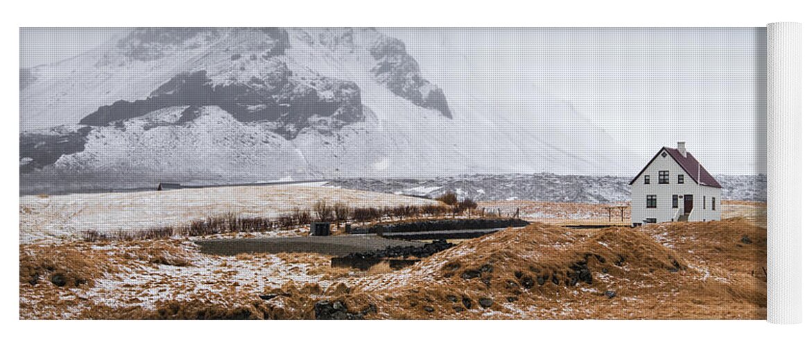 Icelandic Landscape Yoga Mat featuring the photograph Lonely house in winter Iceland #3 by Michalakis Ppalis