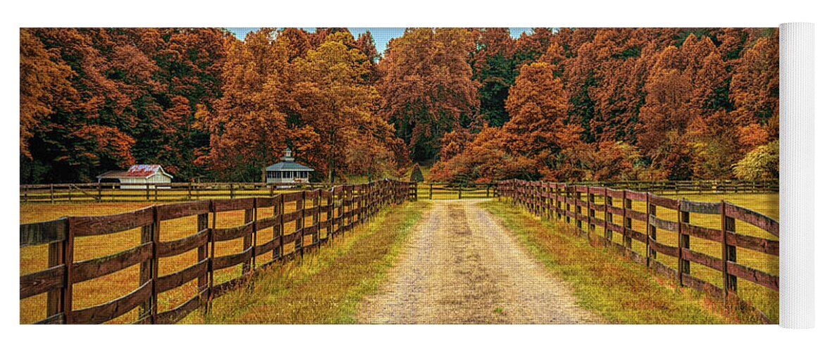 Fence Yoga Mat featuring the photograph Long Autumn Fences in Hidden Valley by Debra and Dave Vanderlaan
