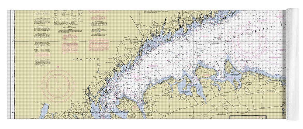 Long Island Sound Western Part Yoga Mat featuring the digital art Long Island Sound Western Part, NOAA Chart 12363 by Nautical Chartworks