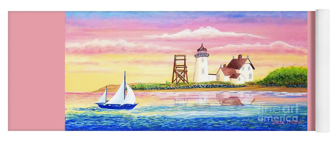 Long Yoga Mat featuring the painting Long Point Light by Sarah Irland