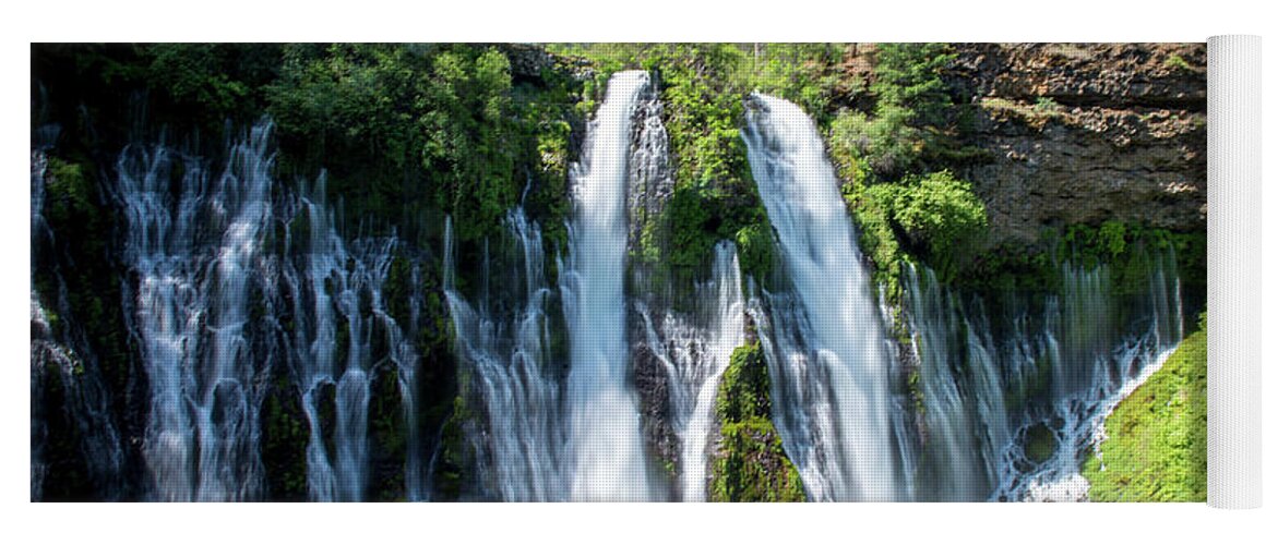 Lassen Yoga Mat featuring the photograph Looking down on Burney Falls by Aileen Savage