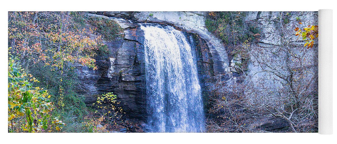 #lookingglassfalls#pisgahnationalforest#winterscenes#brevardnc#usa Yoga Mat featuring the photograph Looking Glass Falls in Oct by Katherine Y Mangum