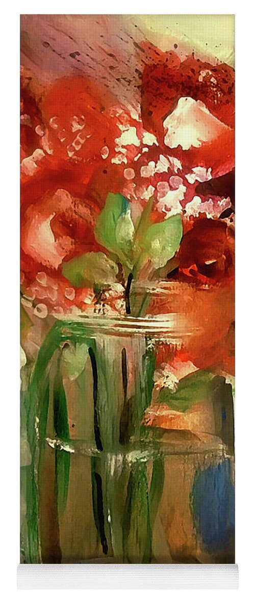 Loose Yoga Mat featuring the painting Loose And Splattered Rose by Lisa Kaiser