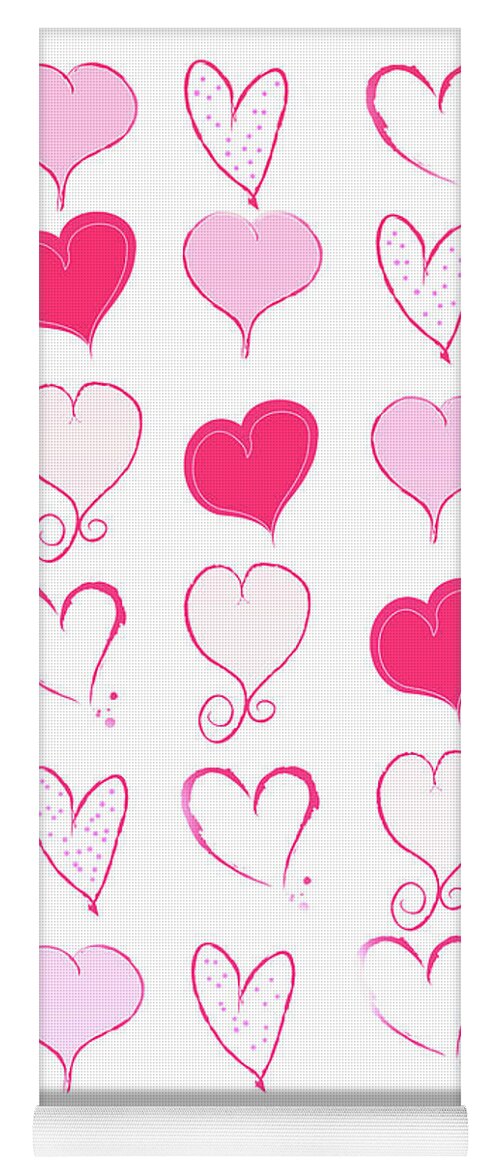 Hearts Yoga Mat featuring the digital art Lots of Pink by Moira Law