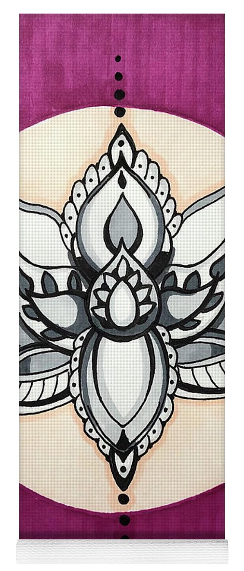 Lotus Flower Yoga Mat featuring the drawing Lotus Flower by Creative Spirit