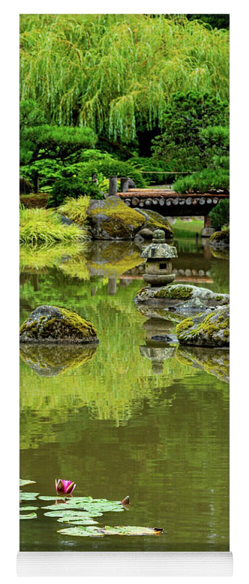 Outdoor; Summer; Japanese Garden; Seattle; City; Park; Water Lilies; Lotus; Pond; Yoga Mat featuring the digital art Lotus in Japanese Garden by Michael Lee