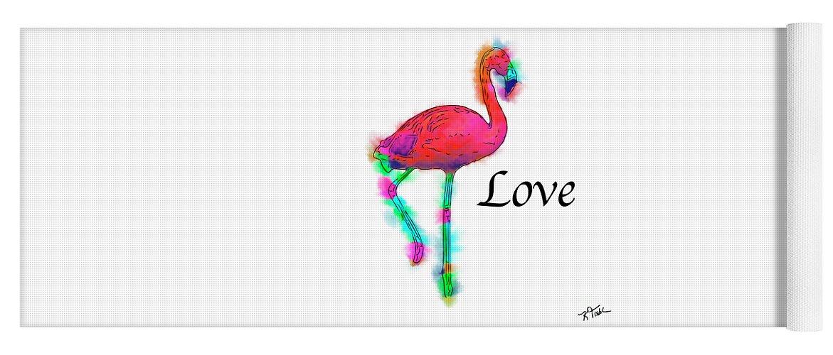 Flamingo Yoga Mat featuring the digital art Love - Abstract Flamingo Step by Kirt Tisdale