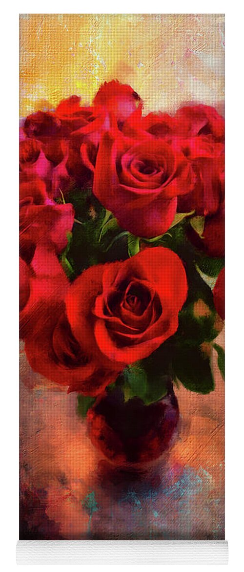 Rose Yoga Mat featuring the digital art Love In A Vase by Lois Bryan