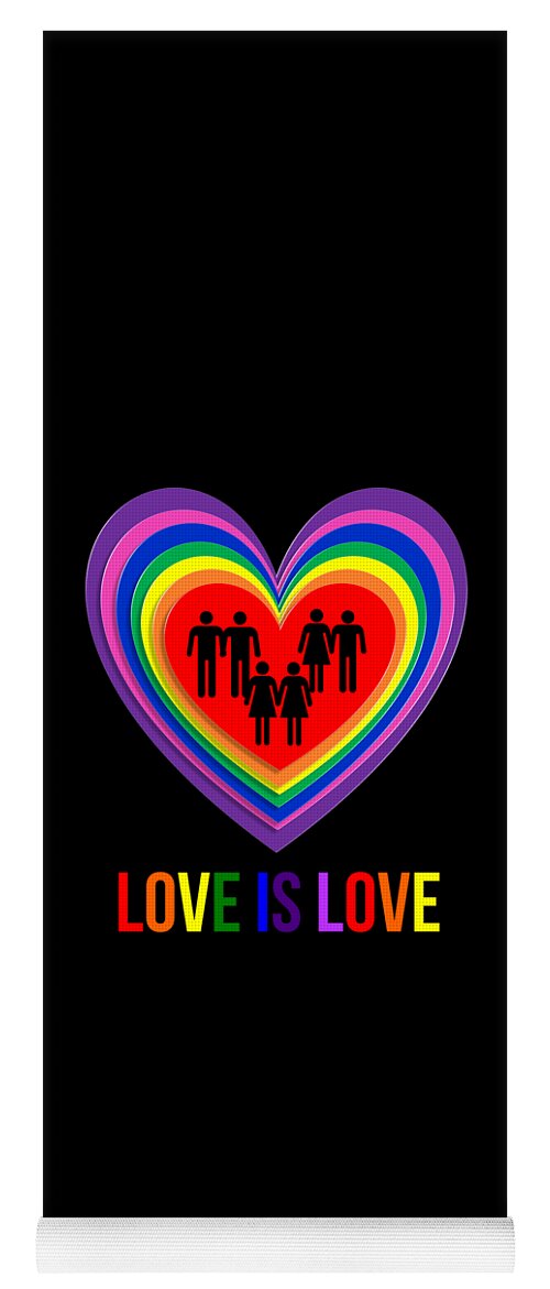 Funny Yoga Mat featuring the digital art Love Is Love LGBTQ by Flippin Sweet Gear