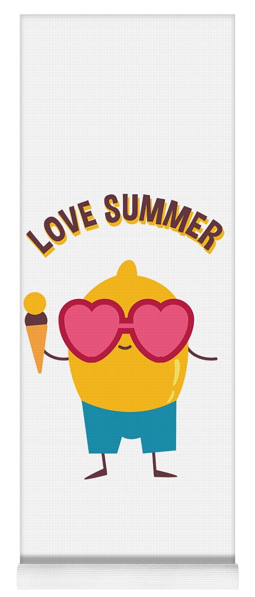 Adorable Yoga Mat featuring the digital art Love Summer Lemon Eating Ice Cream by Jacob Zelazny