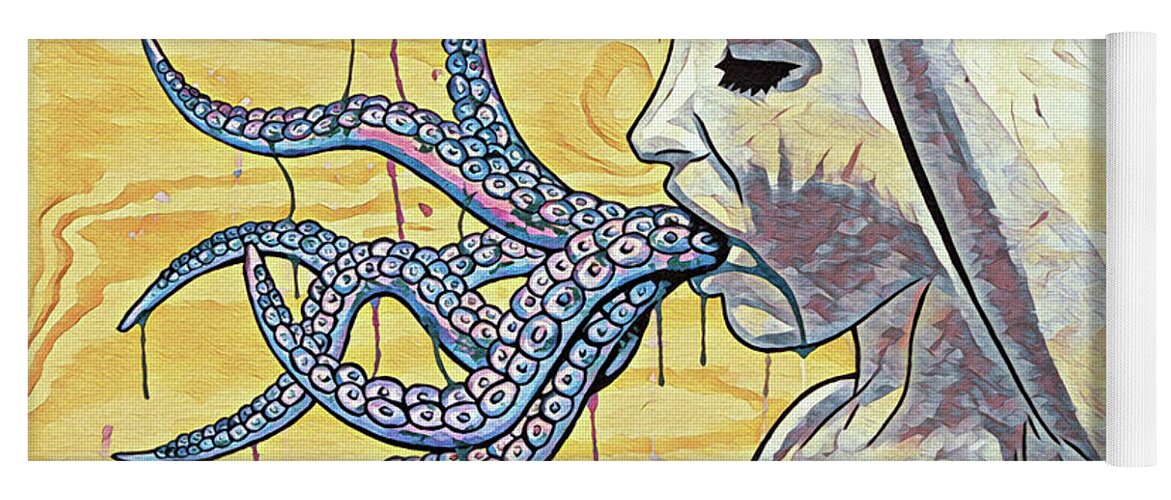 H.p. Lovecraft Yoga Mat featuring the painting Lovecraft's Wet Dream by Bobby Zeik