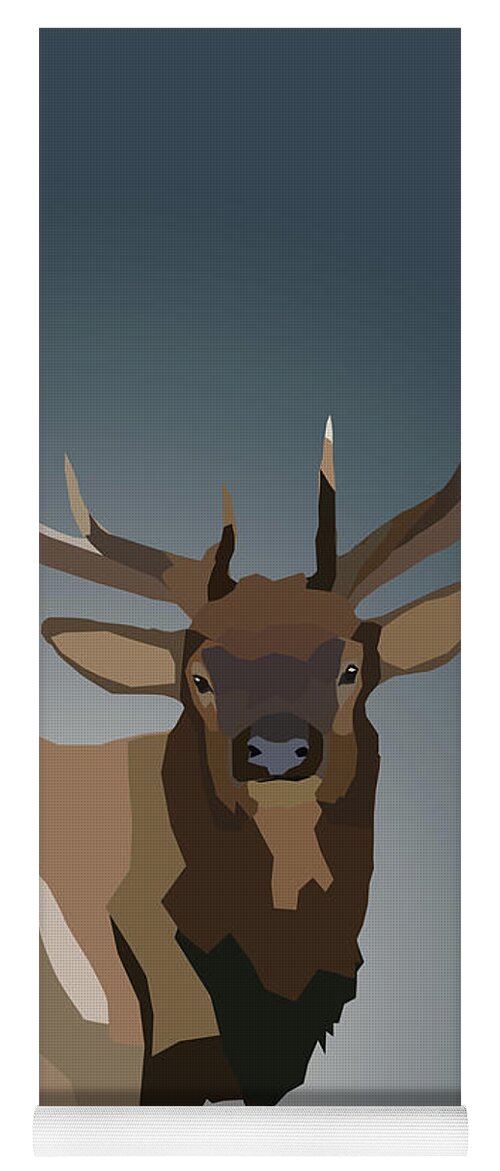 Bull Elk Digital Poly Yoga Mat featuring the digital art Low Poly Bull Elk Portrait by Dan Sproul