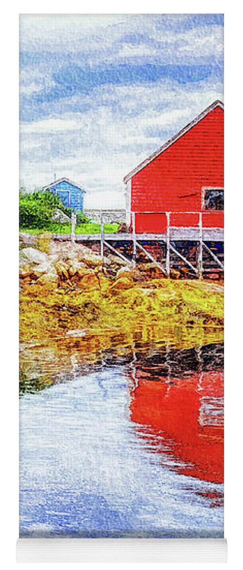 Low Tide Yoga Mat featuring the mixed media Low tide at Peggy's Cove by Tatiana Travelways