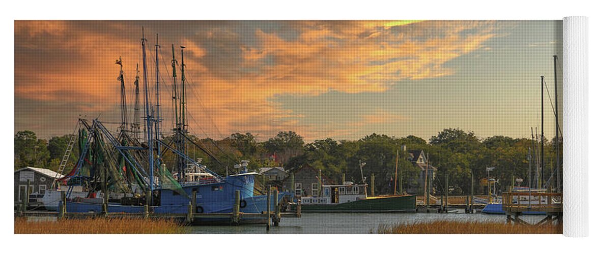 Shem Creek Yoga Mat featuring the photograph Lowcountry Gold - Shem Creek Winter Marsh Grass by Dale Powell