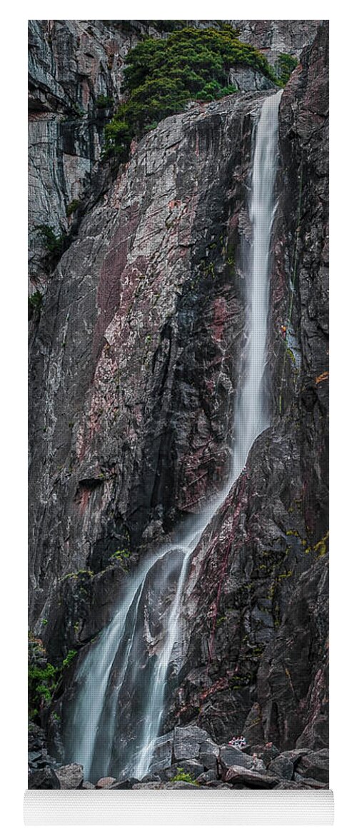 California Yoga Mat featuring the photograph Lower Yosemite Fall with Climbers by Nick Zelinsky Jr