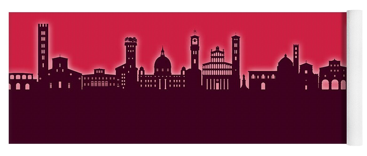 Lucca Yoga Mat featuring the digital art Lucca Italy Skyline #26 by Michael Tompsett