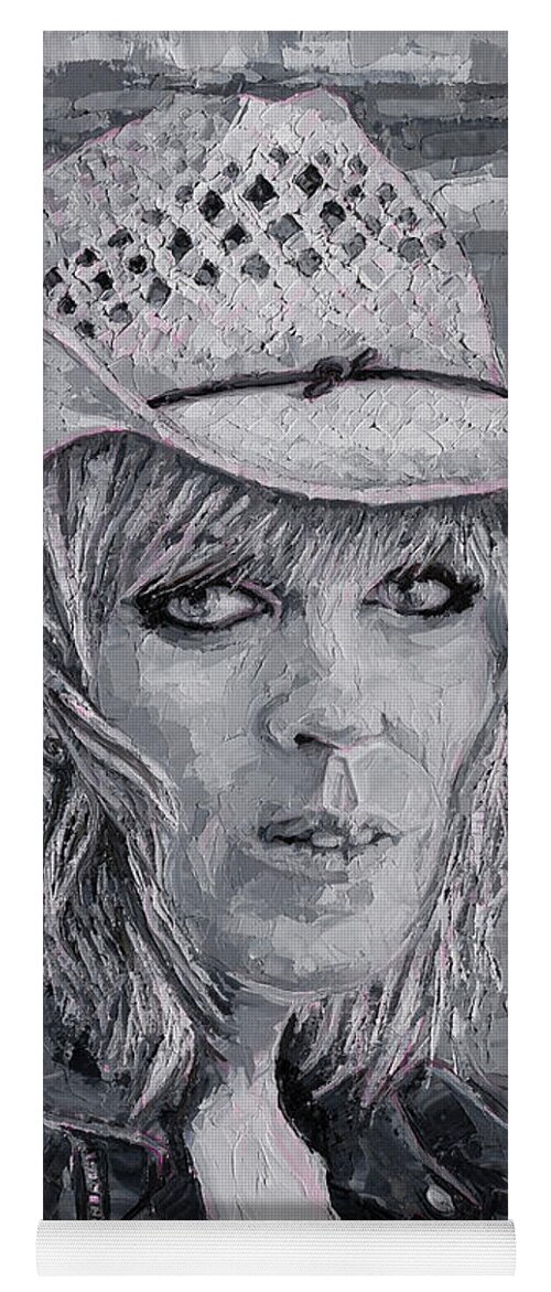 Lucinda Yoga Mat featuring the painting Lucinda Williams, 2020 by PJ Kirk