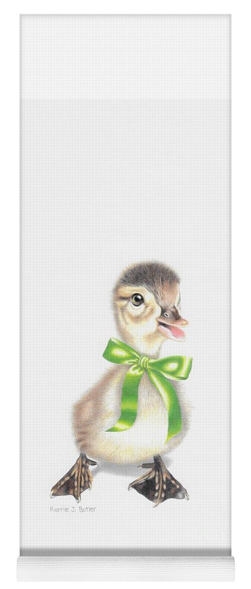 Duckling Yoga Mat featuring the drawing Lucky Ducky by Karrie J Butler