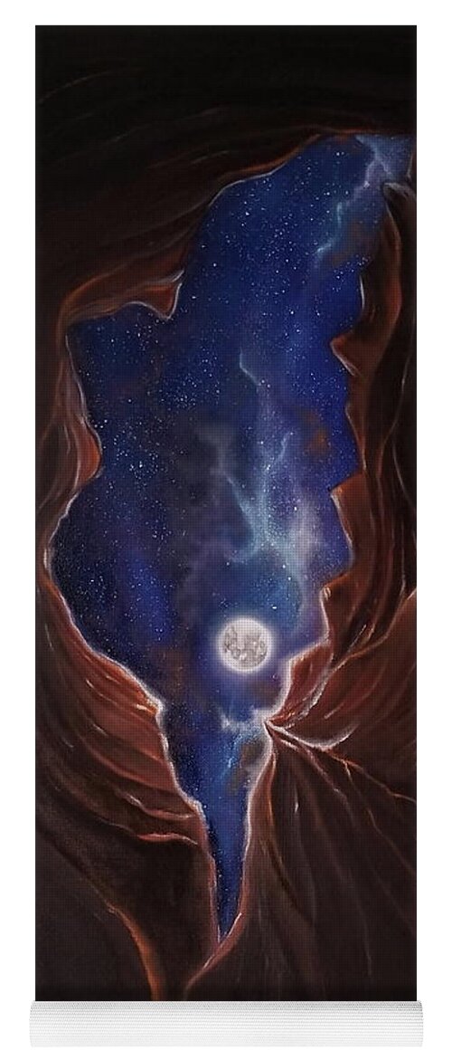 Slot Canyon Yoga Mat featuring the painting Lux Noctis by Neslihan Ergul Colley