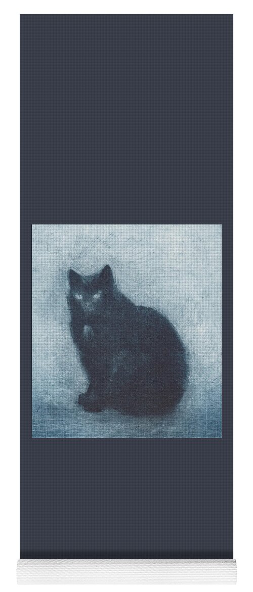 Cat Yoga Mat featuring the drawing Madame Escudier - etching - cropped version by David Ladmore