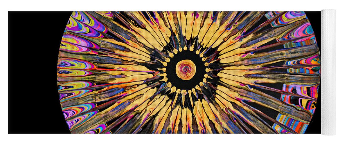 Sphere Compass Mandala Star Starburst Burst Yoga Mat featuring the painting Magic Compass 7042 by Priscilla Batzell Expressionist Art Studio Gallery